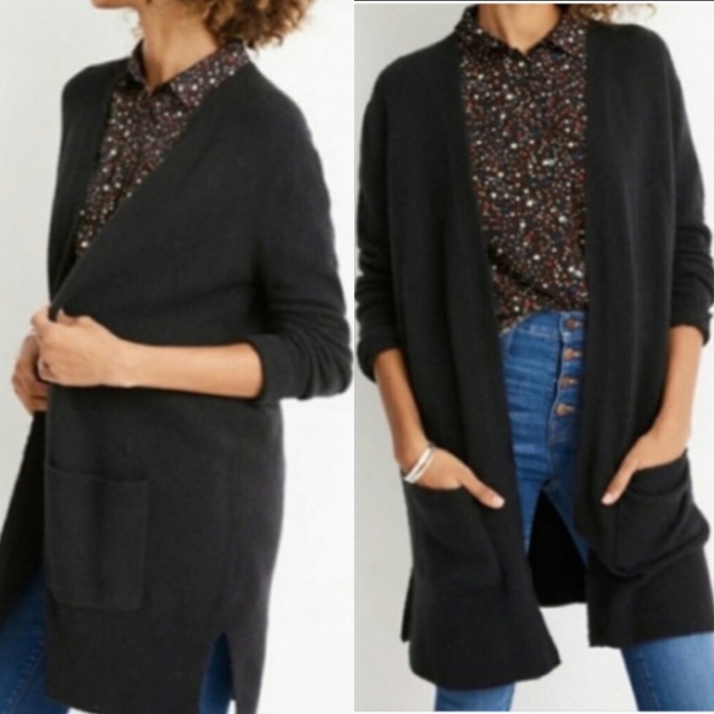 MADEWELL NWOT Kent Longline Open Cardigan- Black